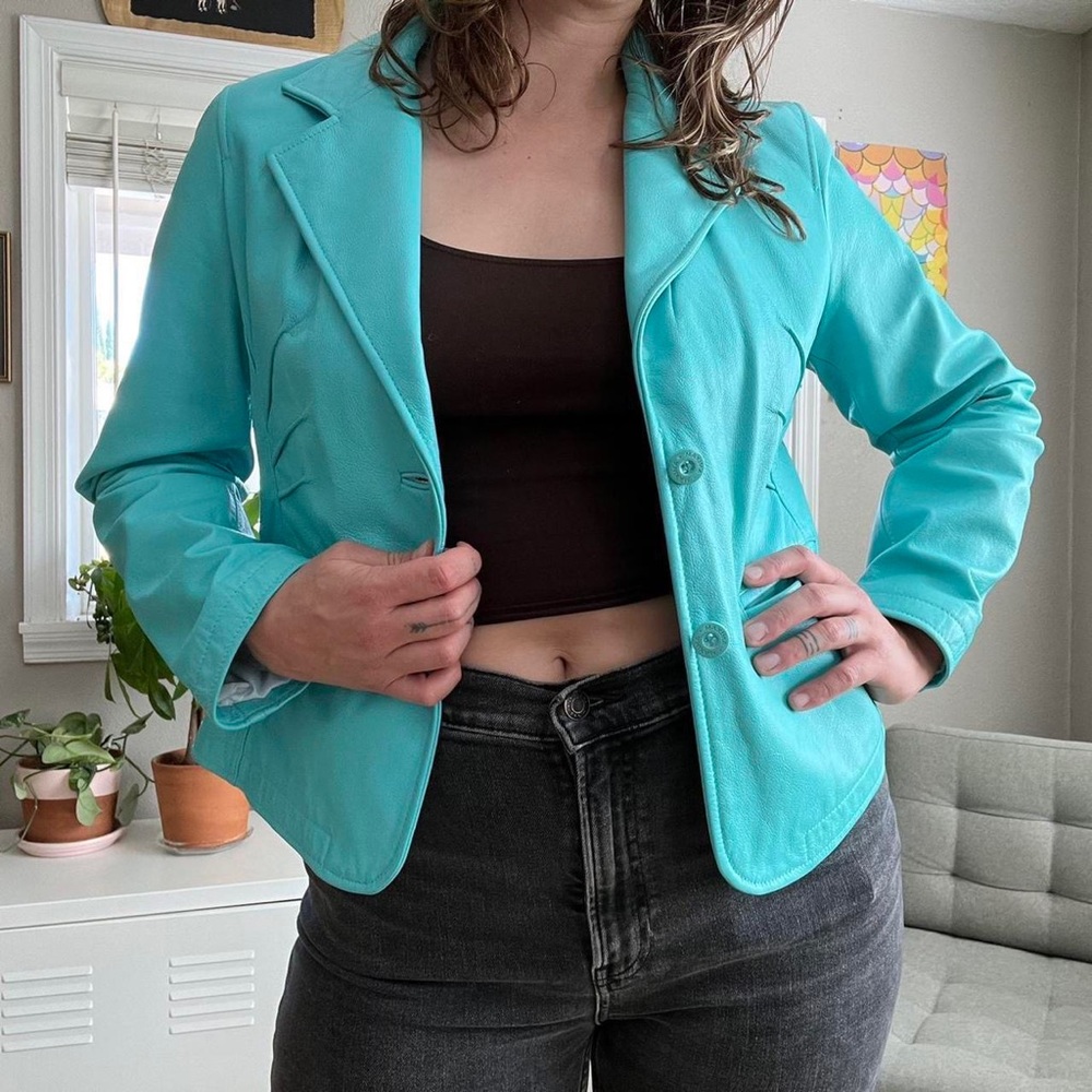 Teal Y2K Wilson’s Leather jacket